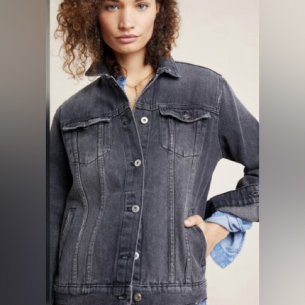 Pilcro & The Letterpress Cora Denim Jacket XS Black Classic Boyfriend Fit - Picture 1 of 12